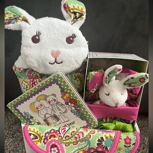 Vera Bradley Baby Tutti Frutti Hooded Towel Layette Set Board Book Bib Set